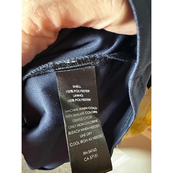 J H H Navy Yellow Floral Sleeveless Dress Size 14 - Picture 5 of 5